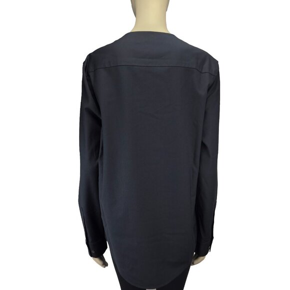 COS Buttoned Shoulder Office Minimalist Dark‎ Blue Long Sleeves Top Blouse sz S - Picture 4 of 7